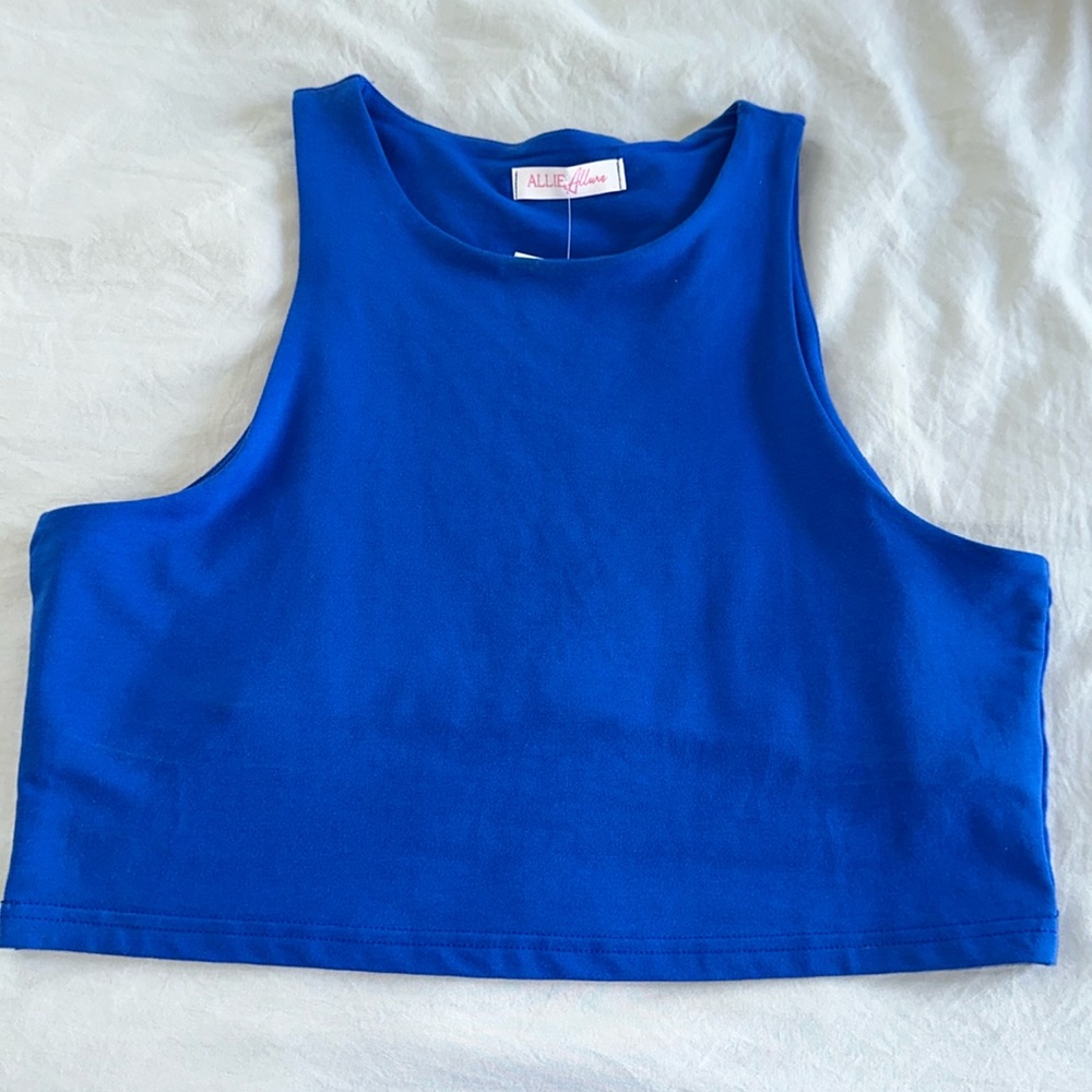 Allie Boutique Gator Blue Halter Cropped Top